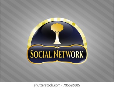  Gold emblem with tree icon and Social Network text inside