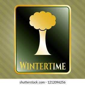  Gold emblem with tree icon and Wintertime text inside