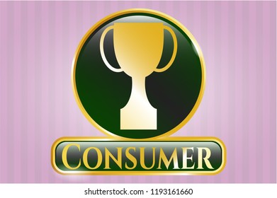  Gold emblem with trophy icon and Consumer text inside