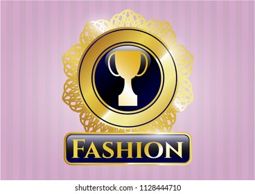  Gold emblem with trophy icon and Fashion text inside