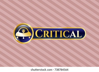  Gold emblem with ufo with aline inside icon and Critical text inside