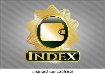  Gold emblem with wallet icon and Index text inside