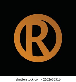 Gold Emblem of the weaving circle. Monogram design elements, graceful template. Simple logo design Letter R for Royalty, business card, Boutique, Hotel, Heraldic, Web design. Vector illustration