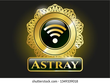  Gold emblem with wifi signal icon and Astray text inside