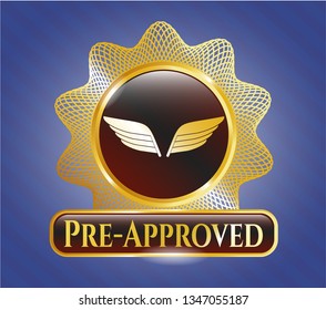  Gold emblem with wings icon and Pre-Approved text inside