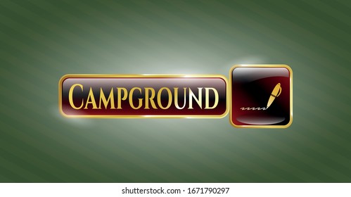  Gold emblem with writer icon and Campground text inside