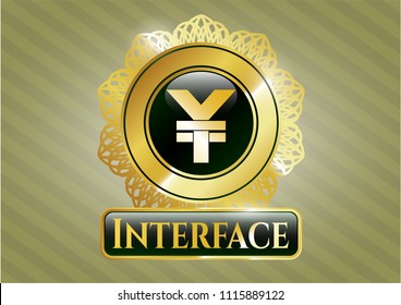  Gold emblem with yuan icon and Interface text inside