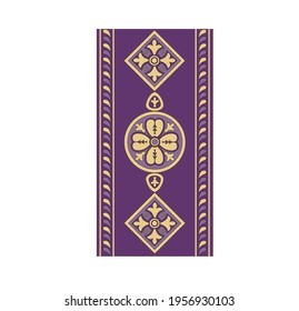 GOLD EMBROIDERY FOR LITURGICAL CLOTHES AND SACRED CEREMONIES. SACRED CATHOLIC SYMBOLS IN ANCIENT STYLE WITH GOLDEN DECORATIONS