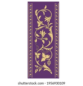 GOLD EMBROIDERY FOR LITURGICAL CLOTHES AND SACRED CEREMONIES. SACRED CATHOLIC SYMBOLS IN ANCIENT STYLE WITH GOLDEN DECORATIONS