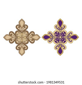 GOLD EMBROIDERY FOR LITURGICAL CLOTHES AND SACRED CEREMONIES. SACRED CATHOLIC SYMBOLS IN ANCIENT STYLE WITH GOLDEN DECORATIONS