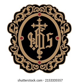 GOLD EMBROIDERY FOR LITURGICAL CLOTHES AND SACRED CEREMONIES. SACRED CATHOLIC SYMBOLS IN ANCIENT STYLE WITH GOLDEN DECORATIONS