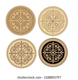 GOLD EMBROIDERY FOR LITURGICAL CLOTHES AND SACRED CEREMONIES. SACRED CATHOLIC SYMBOLS IN ANCIENT STYLE WITH GOLDEN DECORATIONS 