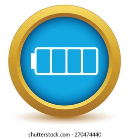 Gold empty battery icon on a white background. Vector illustration