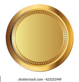 Gold empty coin with ribbed frame.