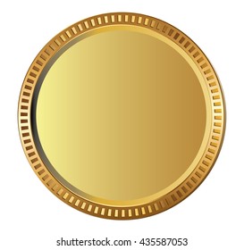 Gold empty coin with ribbed frame.