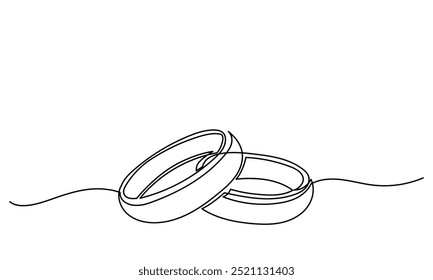 gold engagement ring .continuous line drawing of gold wedding ring on a white background.single-line proposal engagement and love marriage invitation concept.Wedding gold Ring illustration.