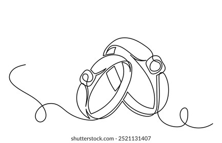 gold engagement ring .continuous line drawing of gold wedding ring on a white background.single-line proposal engagement and love marriage invitation concept.Wedding gold Ring illustration.