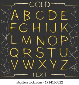 Gold English font in vector format. Stock letters. Flowing lava text to create unique lettering.