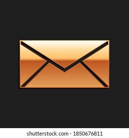 Gold Envelope Icon Isolated On Black Background. Email Message Letter Symbol. Long Shadow Style. Vector.