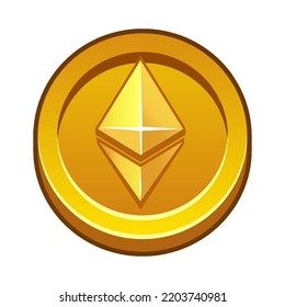 Gold ETHEREUM coin. Cryptocurrency, ETHEREUM Internet currency of the future