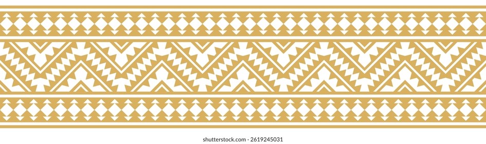 Gold ethnic border with geometric tribal pattern.