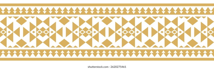 Gold ethnic border with geometric tribal pattern.
