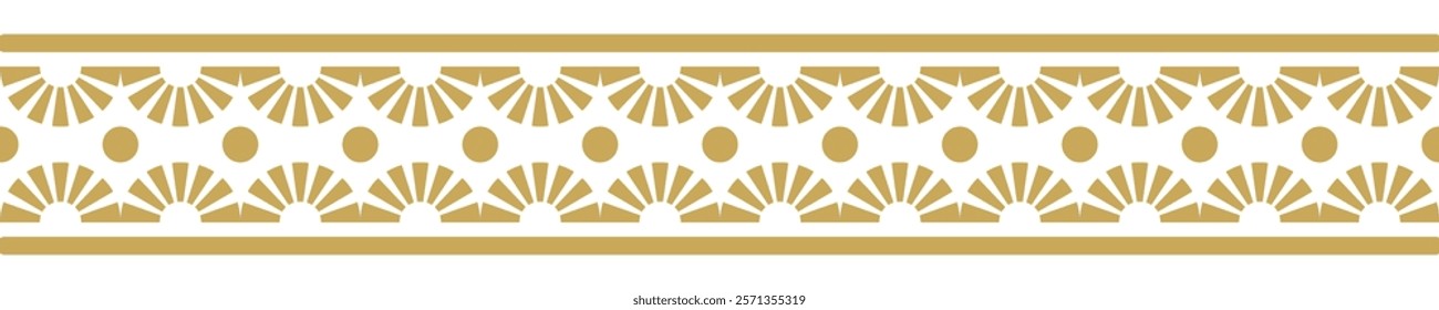 Gold ethnic border ornament. Geometric ethnic oriental seamless pattern. Stripe vector illustration. Native American Mexican African Indian tribal. Design border, textile, fabric, clothing, carpet.