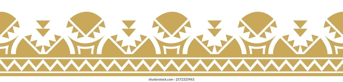 Gold ethnic border ornament. Geometric ethnic oriental seamless pattern. Stripe vector illustration. Native American Mexican African Indian tribal. Design border, textile, fabric, clothing, carpet.