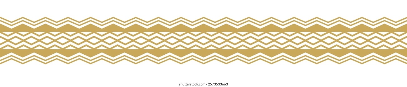 Gold ethnic border ornament. Geometric ethnic oriental seamless pattern. Stripe vector illustration. Native American Mexican African Indian tribal. Design border, textile, fabric, clothing, carpet.