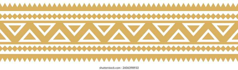 Gold ethnic border ornament. Geometric ethnic oriental seamless pattern. Stripe vector illustration. Native American Mexican African Indian tribal. Design border, textile, fabric, clothing, carpet.