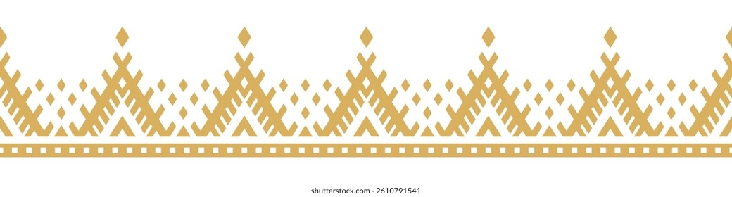 Gold ethnic ornament with geometric tribal border pattern.