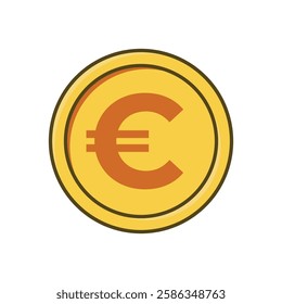 Gold Euro Coin Icon Vector Design