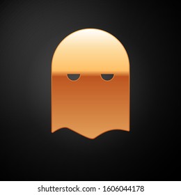 Gold Executioner mask icon isolated on black background. Hangman, torturer, executor, tormentor, butcher, headsman icon.  Vector Illustration