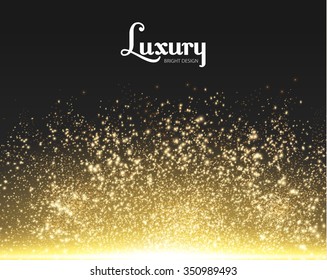 Gold Explosion on Black Background. Shining Motion & Luxury Design. Holiday, Nightclub  & Party Card. Vector illustration