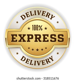 Gold Express Delivery Badge On White Stock Vector (Royalty Free ...
