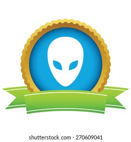 Gold extraterrestrial logo on a white background. Vector illustration