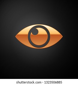 Gold Eye icon isolated on black background. Vector Illustration