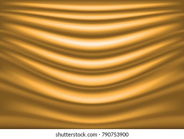 Gold fabric satin wave curve background texture luxury vector illustration.
