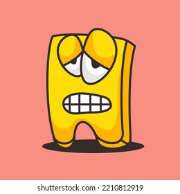 Gold face cartoon mascot, flat design style