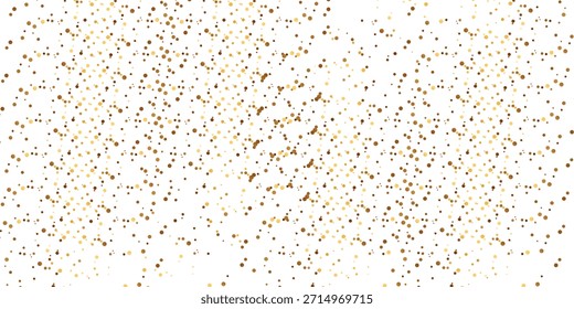 Fundo de confete ouro caindo. Padrão de brilho pontilhado dourado. Cintilações de ponto amarelo e partículas papel de parede. Natal de celebração, Ano Novo ou aniversário festa decoração pano de fundo. Textura vetorial