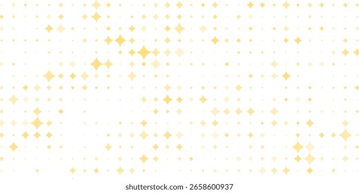 Ouro caindo fundo de confete. Padrão de brilho pontilhado dourado repetido. Papel de parede amarelo, laranja e pontos dourados.