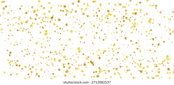 Gold fällt auf Konfetti-Hintergrund. Wiederholtes goldenes, gepunktetes Glitzermuster. Gelbe, orangefarbene und goldene Punkte Tapete. Feier Weihnachten, Neujahr oder Geburtstagsfeier wiederholt Hintergrund. Vektorgrafik

