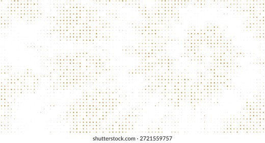 Gold falling down confetti background. Repeated golden dotted glitter pattern. Yellow, orange and golden dots wallpaper. Celebration Christmas, New Year or birthday party repeating backdrop. Vector