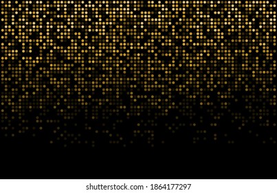 Gold falling glitter texture isolated on black background. Golden explosion of confetti. Holiday background. 