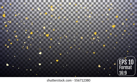 Gold Falling hearts. Vector