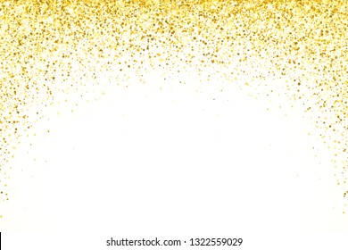 Gold falling particles arch shape on white background. Vector