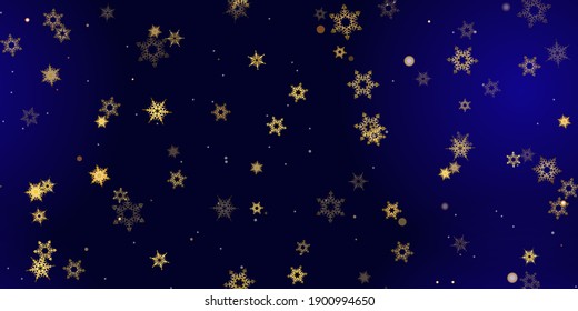 Gold Falling Snowflakes seamless pattern.