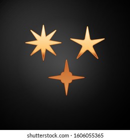 Gold Falling star icon isolated on black background. Meteoroid, meteorite, comet, asteroid, star icon.  Vector Illustration
