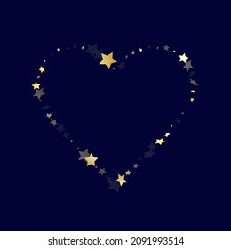 Gold falling star sparkle elements of glitter gradient vector background. Trendy confetti gold stars falling glitter gradient sparkles on dark blue. Christmas starburst lights backdrop.