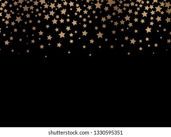 Gold falling stars confetti isolated on black background. Golden explosion of confetti. Holiday background. 